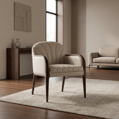 Designer white armchair luxury wood chair upholstered furniture chairs chair