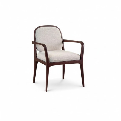 Designer gray upholstered dining chair furniture with brown wooden frame armchair chair