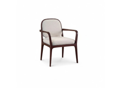 Designer gray upholstered dining chair furniture with brown wooden frame armchair chair