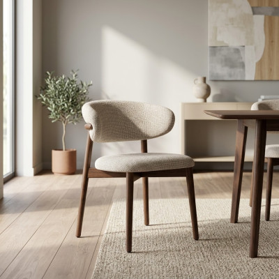 Dining room chair, chair, kitchen chair, armchair, wood, fabric, modern, gray, chair.