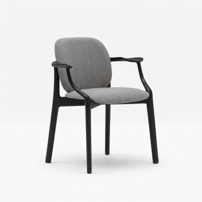 Designer gray dining chair wooden frame armrest chair upholstered furniture
