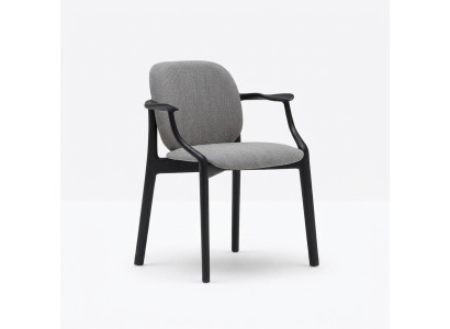 Designer gray dining chair wooden frame armrest chair upholstered furniture