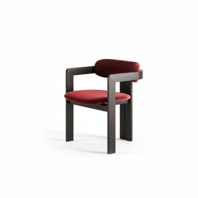 Luxury Red Dining Chair Wooden Frame Designer Upholstered Single-Seater Textile
