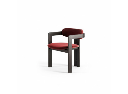 Luxury Red Dining Chair Wooden Frame Designer Upholstered Single-Seater Textile