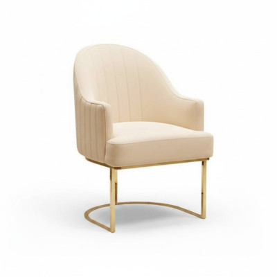 Beige dining room chair designer single-seater textile furniture upholstered chairs