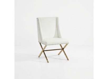 White dining chair designer textile furniture stainless steel metal single-seater