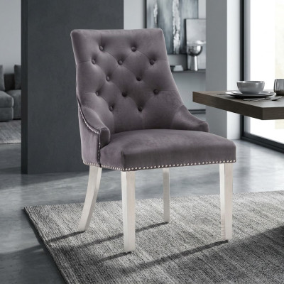 Gray dining room Chesterfield chair textile chair luxurious single-seater