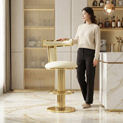 Designer White Dining Chair Stainless Steel Frame Metal Single Seat Chairs