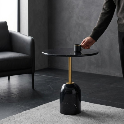 Black side table living room tables modern round design console table