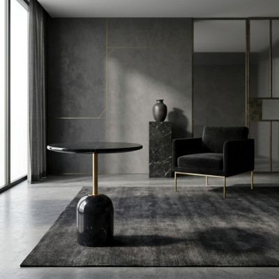 Black side table living room tables modern round design console table