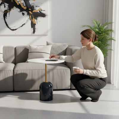 White-Black Coffee Table Designer Living Room Furniture Tables