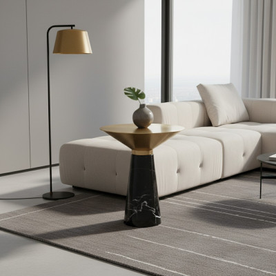 Black designer side table luxury stainless steel furniture living room table