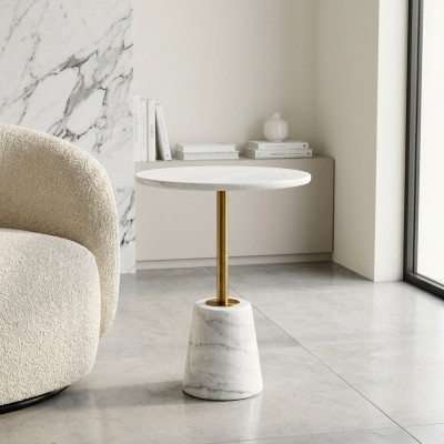 White Round Marble Tables Metal Furniture Side Tables Designer Table