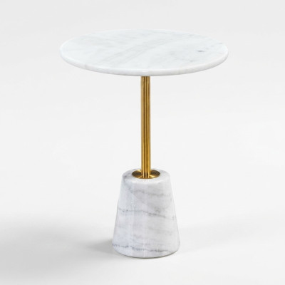 White Round Marble Tables Metal Furniture Side Tables Designer Table