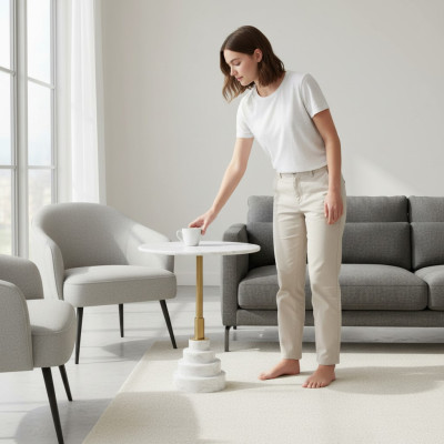 Modern coffee table luxury white table side tables living room round new