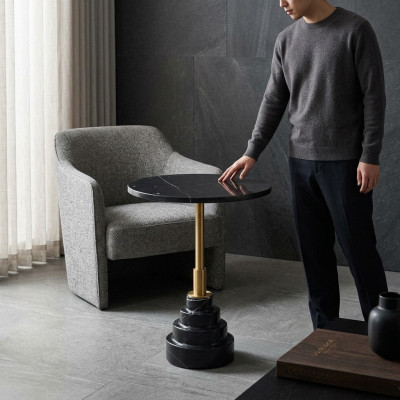 Side Tables Living Room Round Modern Black Coffee Table Luxury Marble Table