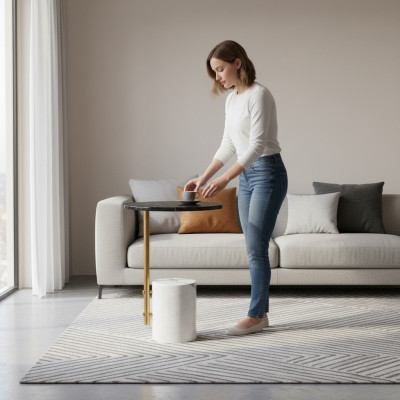 Round coffee table, multi-colored side table, designer table, new.