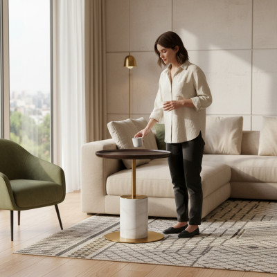 Designer white coffee table luxurious side table stylish furniture table