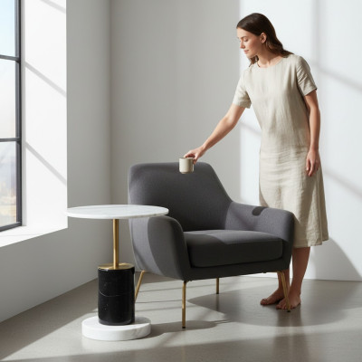 Round white side table living room magazine tables style side tables table