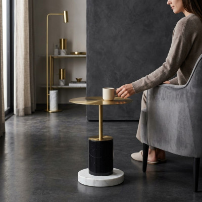 Modern golden marble side table living room tables round design