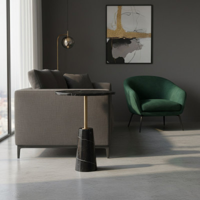 Black Round Side Table Designer Coffee Table Stainless Steel Furniture Style