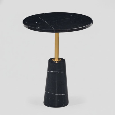 Black Round Side Table Designer Coffee Table Stainless Steel Furniture Style