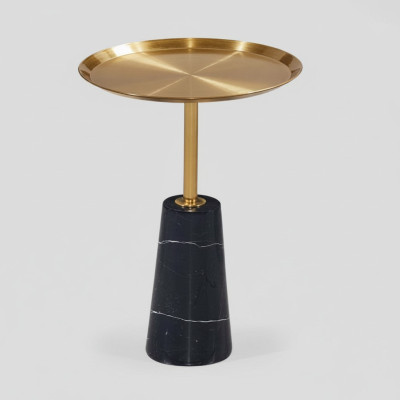 Designer black side coffee table marble furniture luxury living room