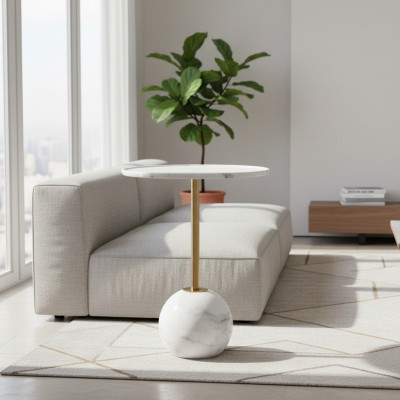 White side table stylish round living room coffee table marble furniture