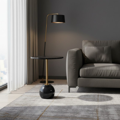 Black and Gold Side Table Modern Living Room Marble Coffee Tables