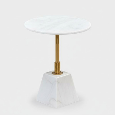 Gold-white side table stylish living room marble round tables
