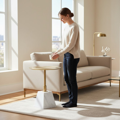 Round high-quality metal side table stylish coffee table design