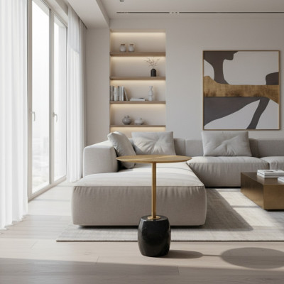 Gold-black coffee table designer living room stylish side tables