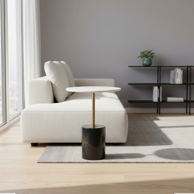Luxurious black side table, living room storage table, round shape, new