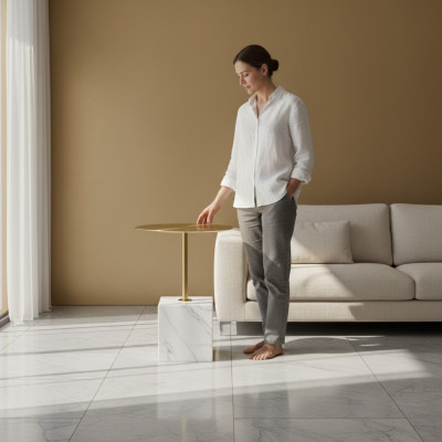 Luxurious white side table living room designer shelf coffee tables