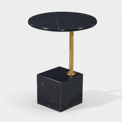 Modern black side table with marble imitation tables living room furniture