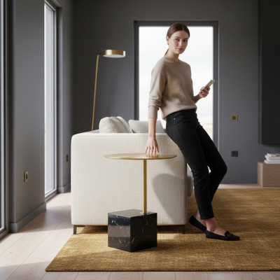 Designer black-gold side table luxury living room metal tables table