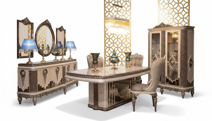 Classic mahogany dining room set luxury furniture dining table chairs sideboard