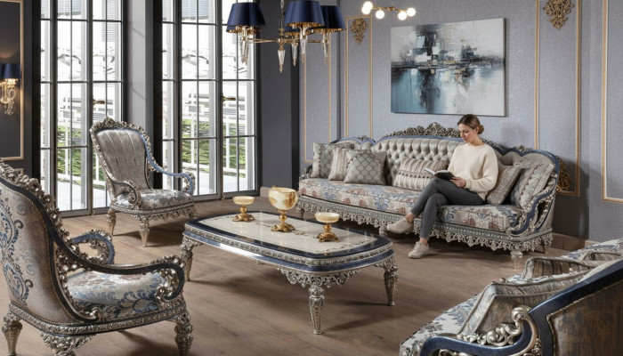 Chesterfield Seating Group Sofa Set 3+1+1 Seater Luxury Textile Couches