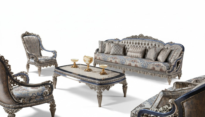 Chesterfield Seating Group Sofa Set 3+1+1 Seater Luxury Textile Couches