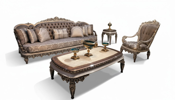 Taupe Classic Chesterfield Sofa Set 3+1+1 Seater Luxury Couches