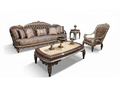 Taupe Classic Chesterfield Sofa Set 3+1+1 Seater Luxury Couches