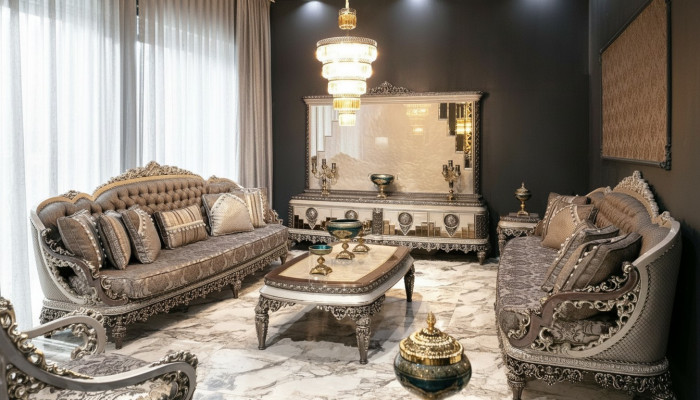 Luxurious sofa set 3+3 coffee table sofa couch modern gray set new
