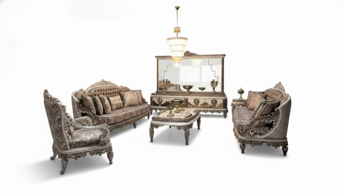 Luxurious sofa set 3+3 coffee table sofa couch modern gray set new