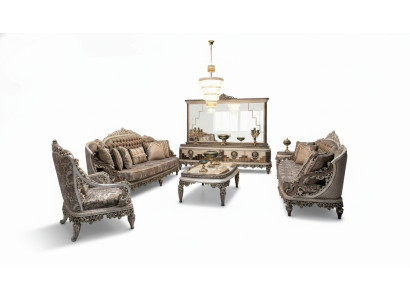 Luxurious sofa set 3+3 coffee table sofa couch modern gray set new