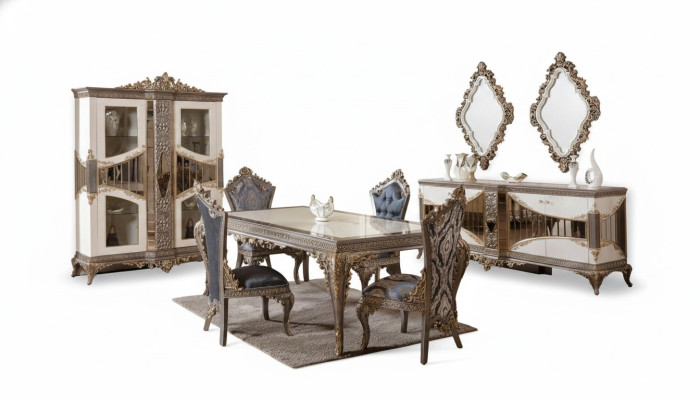 Luxurious white dining room set dining room furniture table chairs mirror