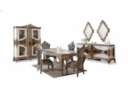 Luxurious white dining room set dining room furniture table chairs mirror