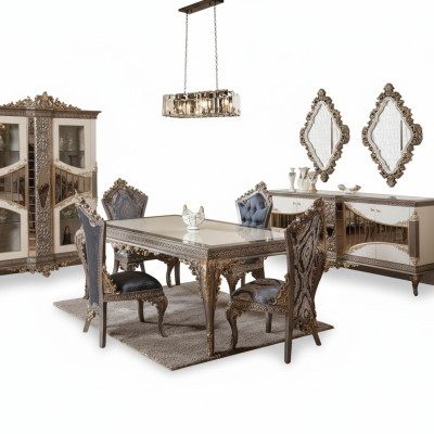 Designer Classic Dining Room Set Chair Group Dining Table Ensemble 5-piece
