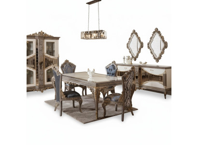 Designer Classic Dining Room Set Chair Group Dining Table Ensemble 5-piece