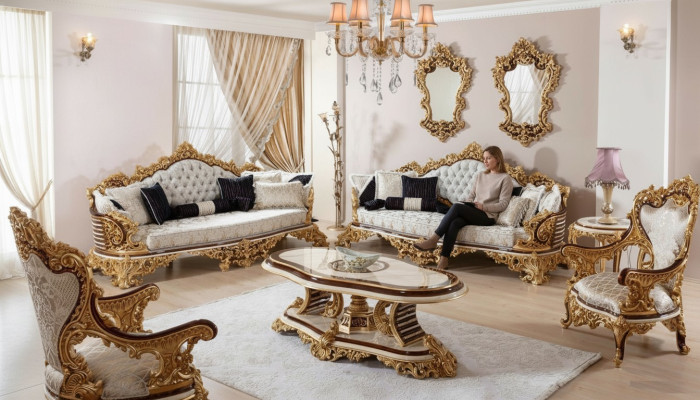 Classic White Chesterfield Sofa Set 3+3+1 Seater Coffee Table 4-piece Set