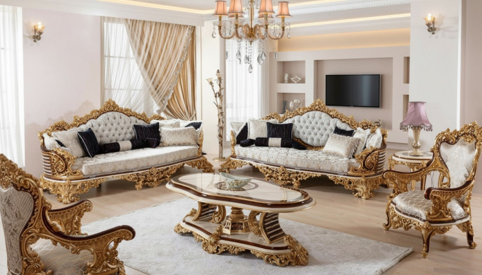 Classic White Chesterfield Sofa Set 3+3+1 Seater Coffee Table 4-piece Set